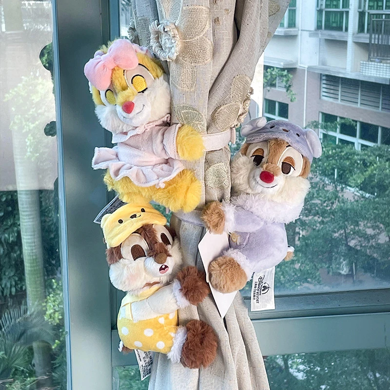 奇奇蒂蒂窗帘扣公仔毛绒玩具玩偶可爱汽车装饰卡通松鼠窗帘绑带