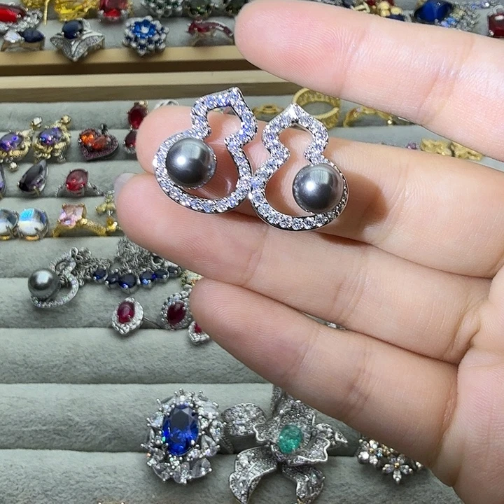 戒指银S925镶嵌烟晶