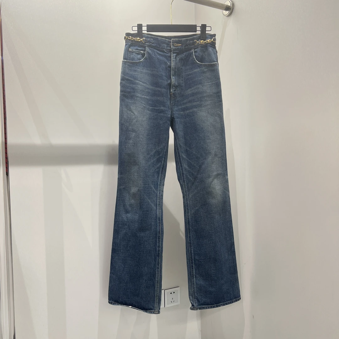 99新 Celine/思琳 aa462/纯色喇叭牛仔裤 棉 29码
