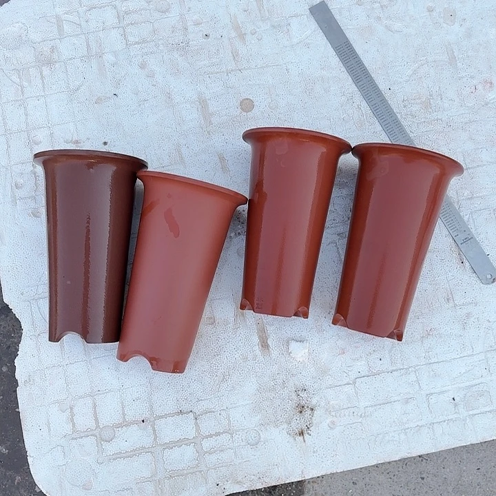 紫砂花盆老****.微瑕特价桶盆红色