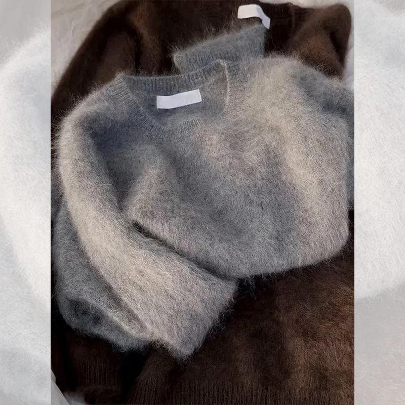 独特漂亮内搭小衫新款潮牌灰色毛衣女装秋冬洋气高贵针织衫上衣服