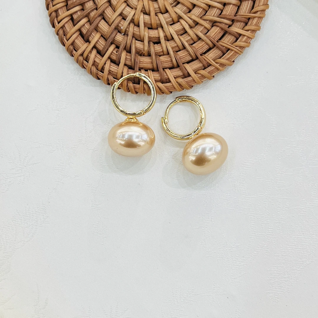 铜合金仿珍珠耳饰 ES-537新款高级感巴洛克风简约珍珠耳扣