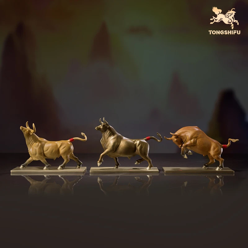 铜师傅《鸿运牛》书房办公室桌面铜牛摆件 家居装饰工艺品商务送礼