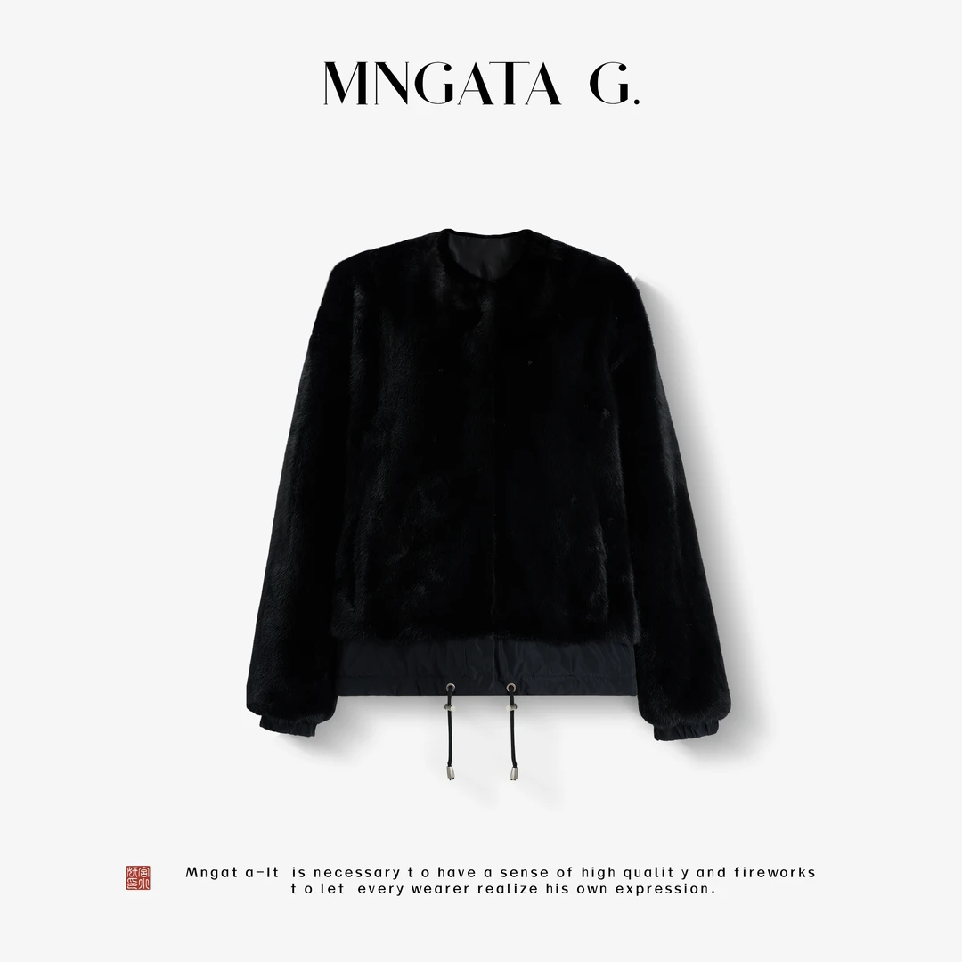 MNGATA G.宫小妍【曼奢水貂·黑曜石】新中式中国风早秋外套5080156