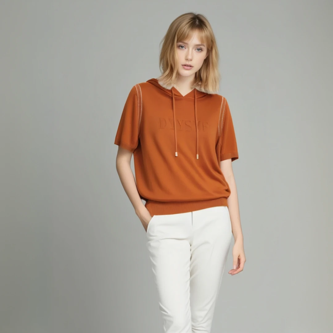 风之信夏季凉感系列大码连帽短袖5863