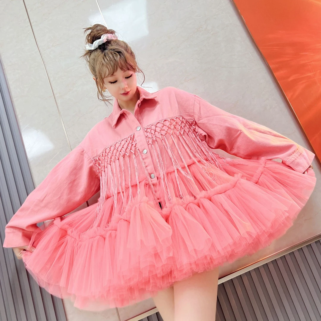 2033【熙妮潮牌】牛仔衣编织个性小众薄款短外套洋气蕾丝设计师款女