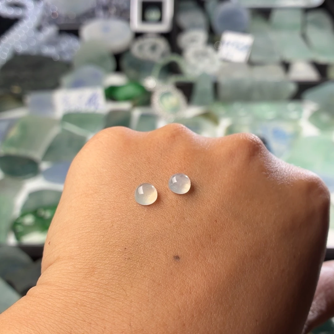 定制翡翠未镶嵌天然缅甸翡翠a货冰种耳钉界面包空拖