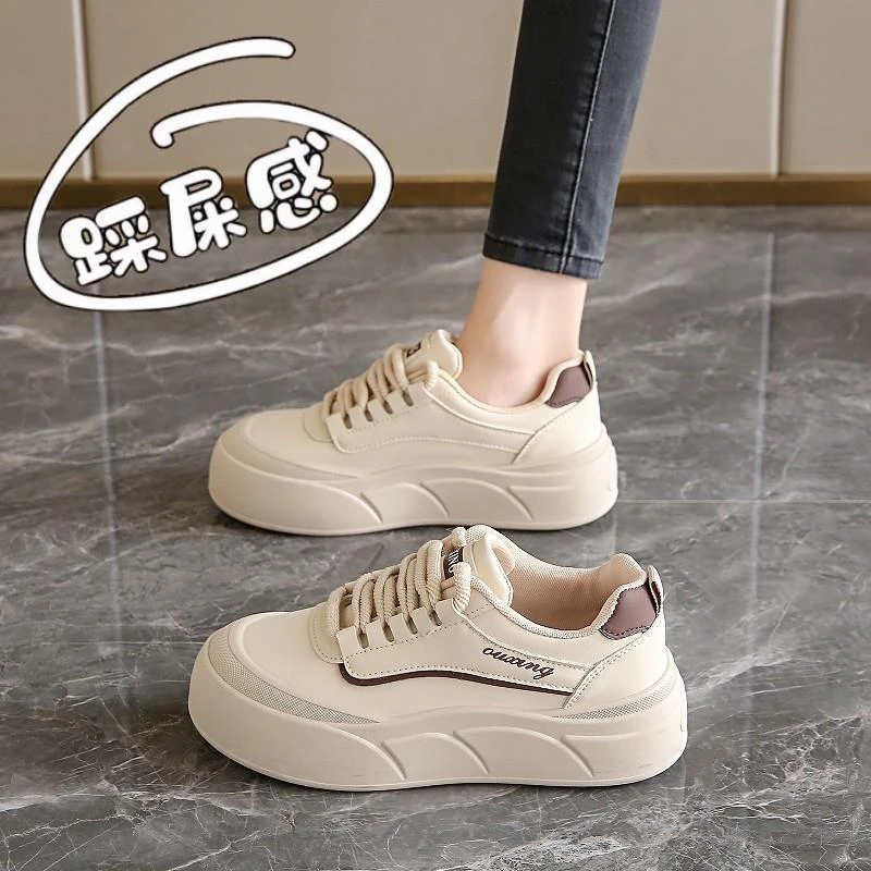 女鞋踩屎感皮面运动鞋女2025新款春季百搭34码不累脚孕妇小白板鞋