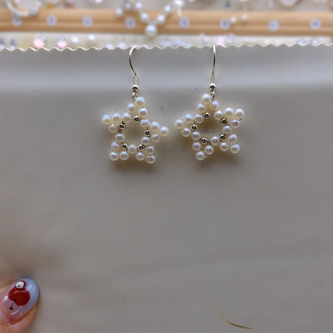 银S925镶嵌淡水珍珠耳饰