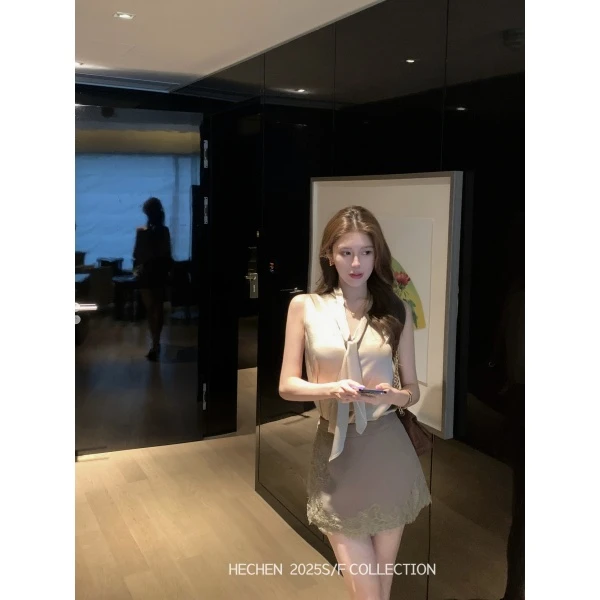 【禾呈】通勤宽松型夏季无袖气质时尚衬衫设计感显瘦女装衬衣10487