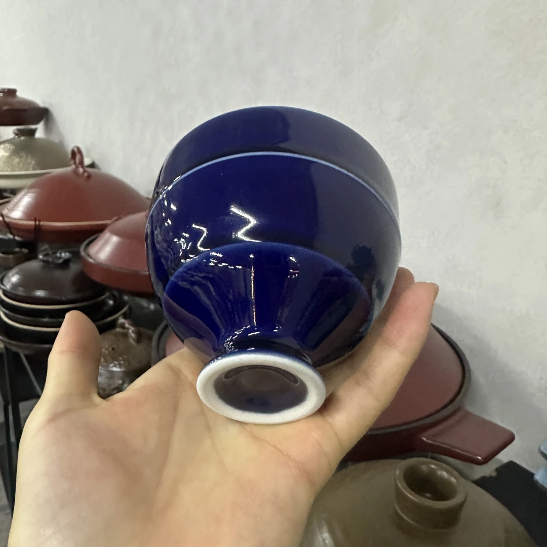 手工杯蓝釉超好看高颜值