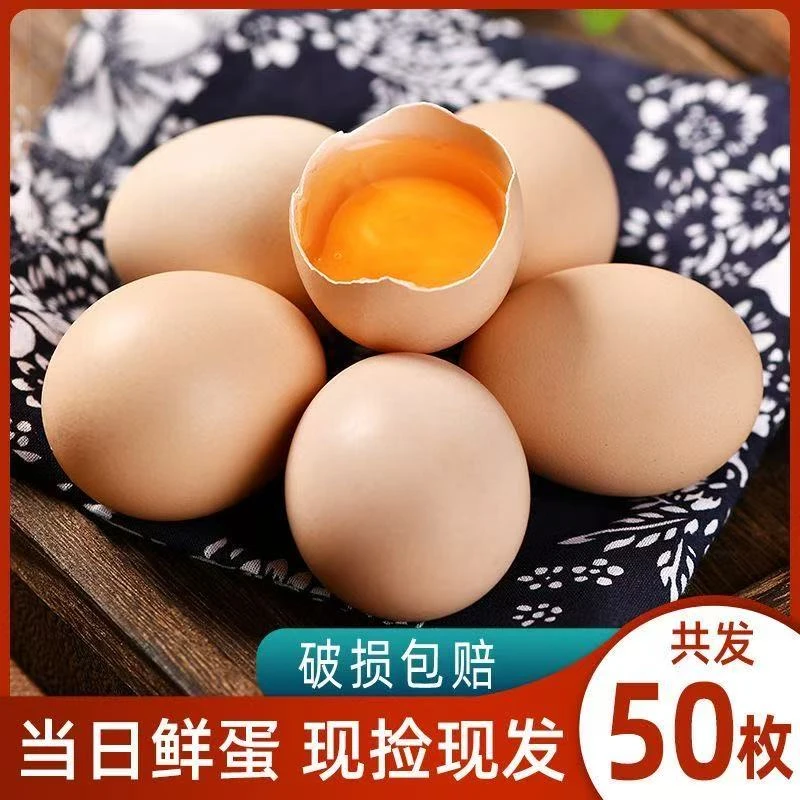 【50枚】农家散养土鸡蛋新鲜山林五谷喂养孕妇月子食用40-50克/枚