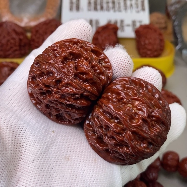 文玩核桃把件42磨盘狮子头