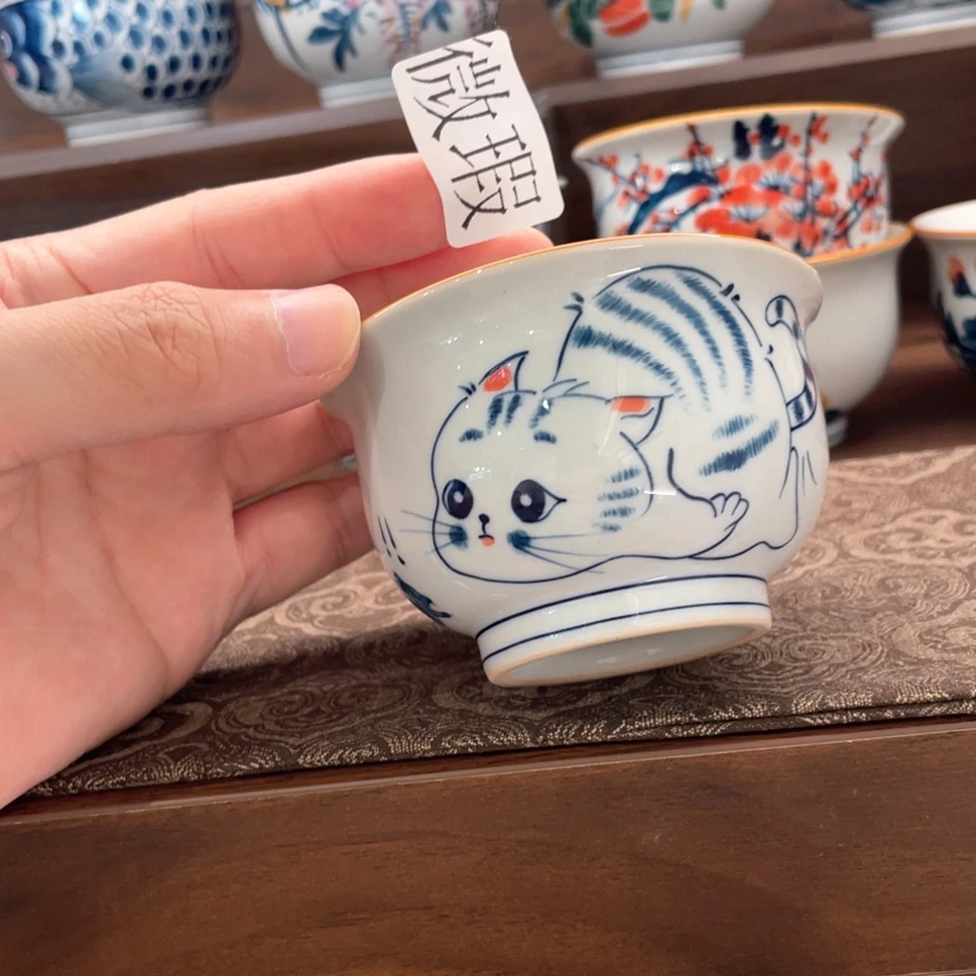 釉下手绘茶具微瑕