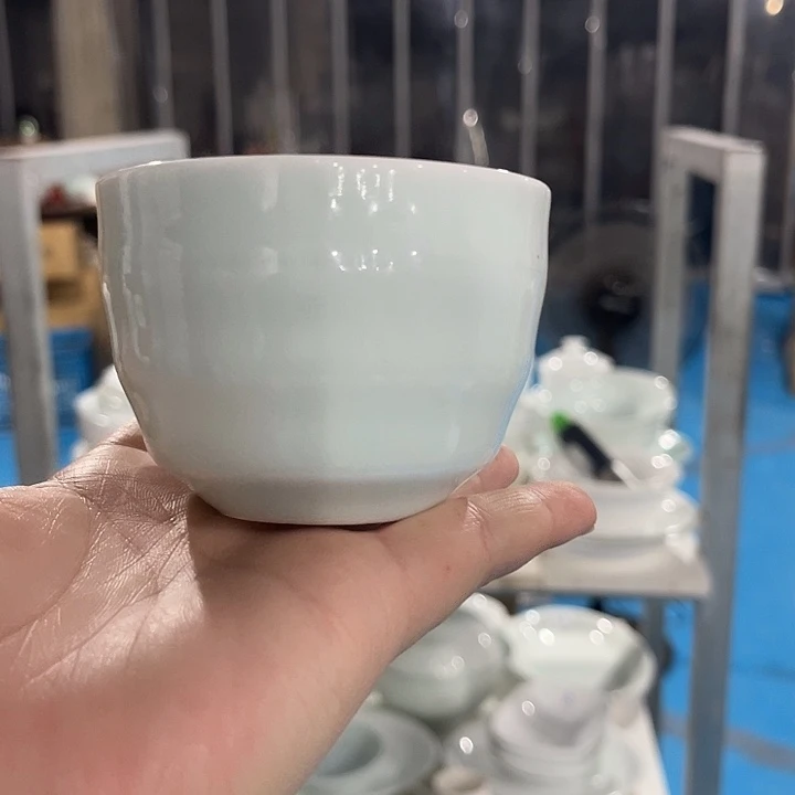 瓷片竹节主人杯四个，微瑕包邮