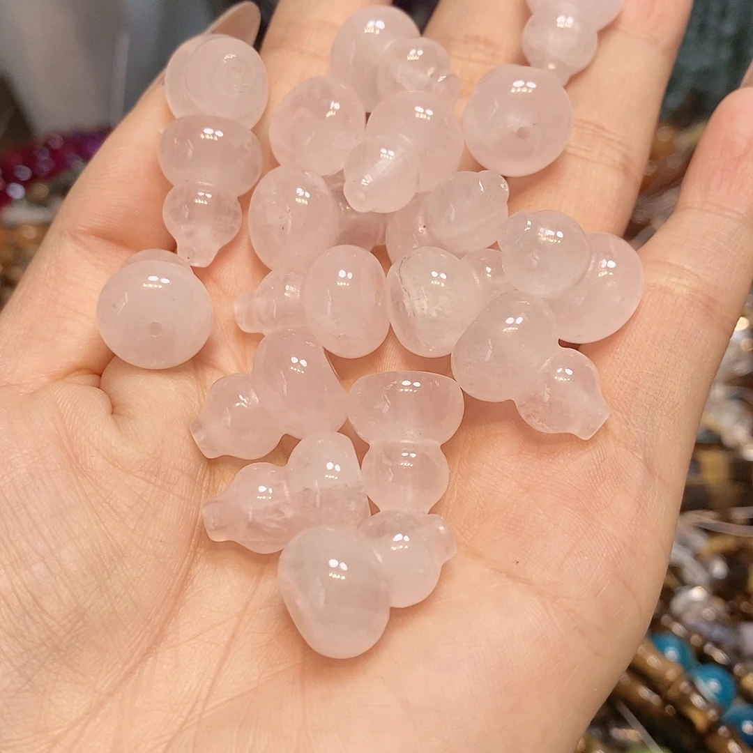 玛瑙/玉髓散珠天然粉水晶葫芦14mm一条到手20颗