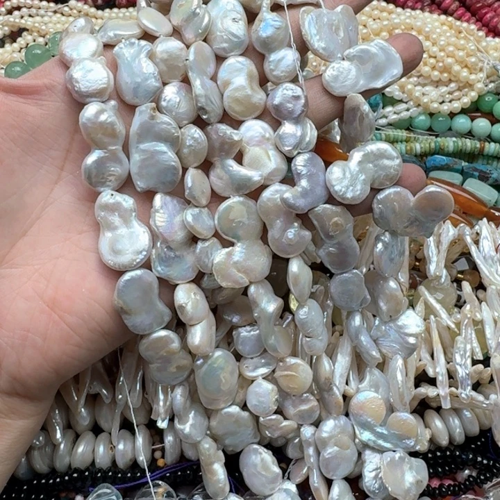 合金玛瑙/玉髓珠宝半成品一条巴洛克珍珠