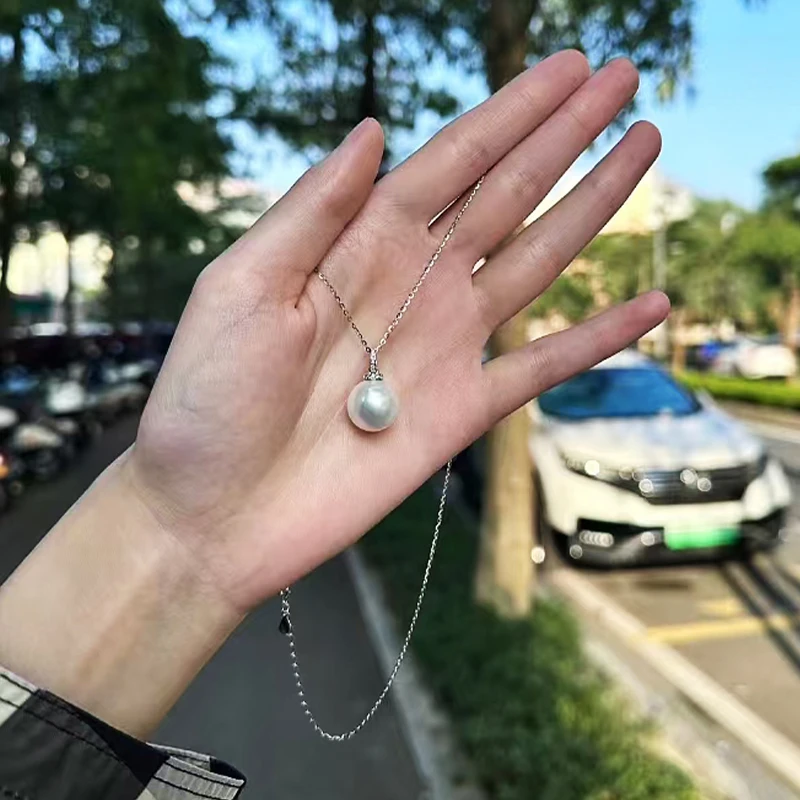 万能扣珍珠吊坠项链一单颗大点位小米珠诸暨天然淡水爱迪生赛澳白