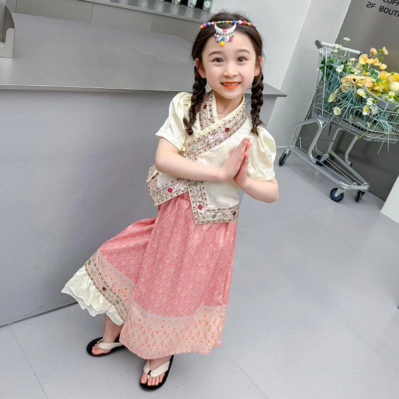 幼儿园女宝宝六一傣族演出服夏季两件套小女孩度假民族风洋气套装