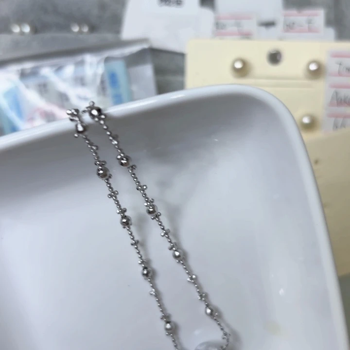 吊坠925银仙女链 灰珍珠