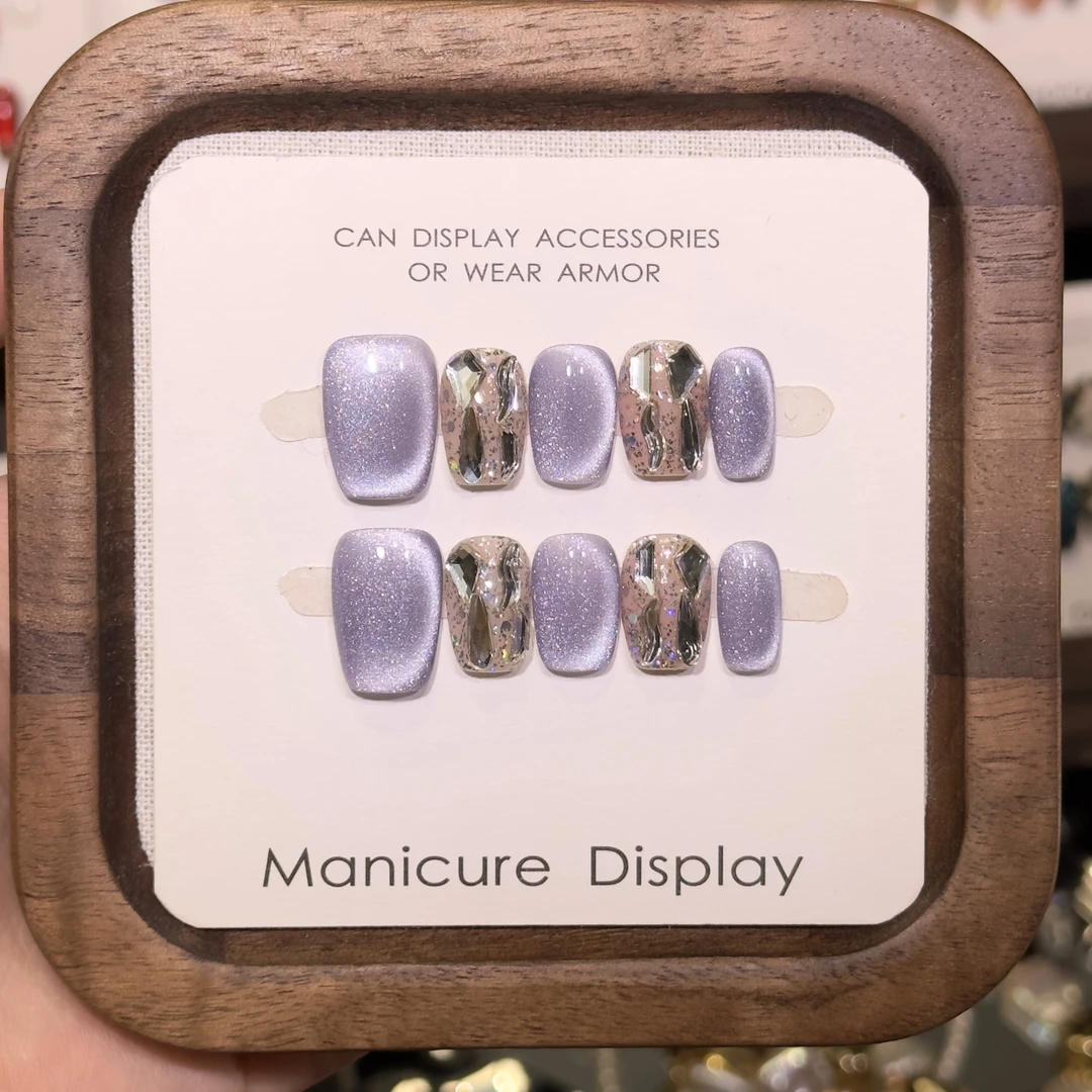 【媚紫星辰】纯手工穿戴甲气质穿戴式梯形光疗甲美甲师