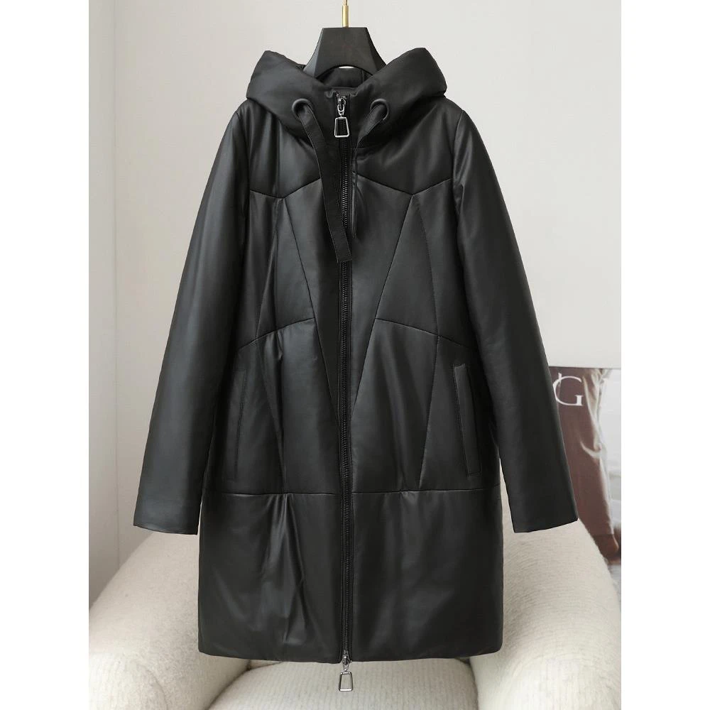 真皮羽绒服女中长款白鸭绒2025秋冬新款海宁皮草外套加厚保暖高端