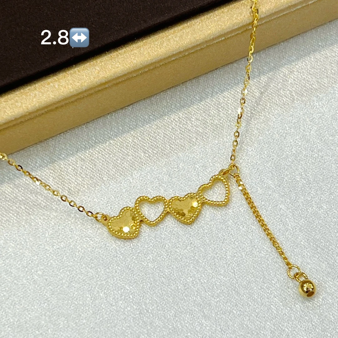 足金999鱼鳞爱心流苏项链新年礼物经典个性简约小众