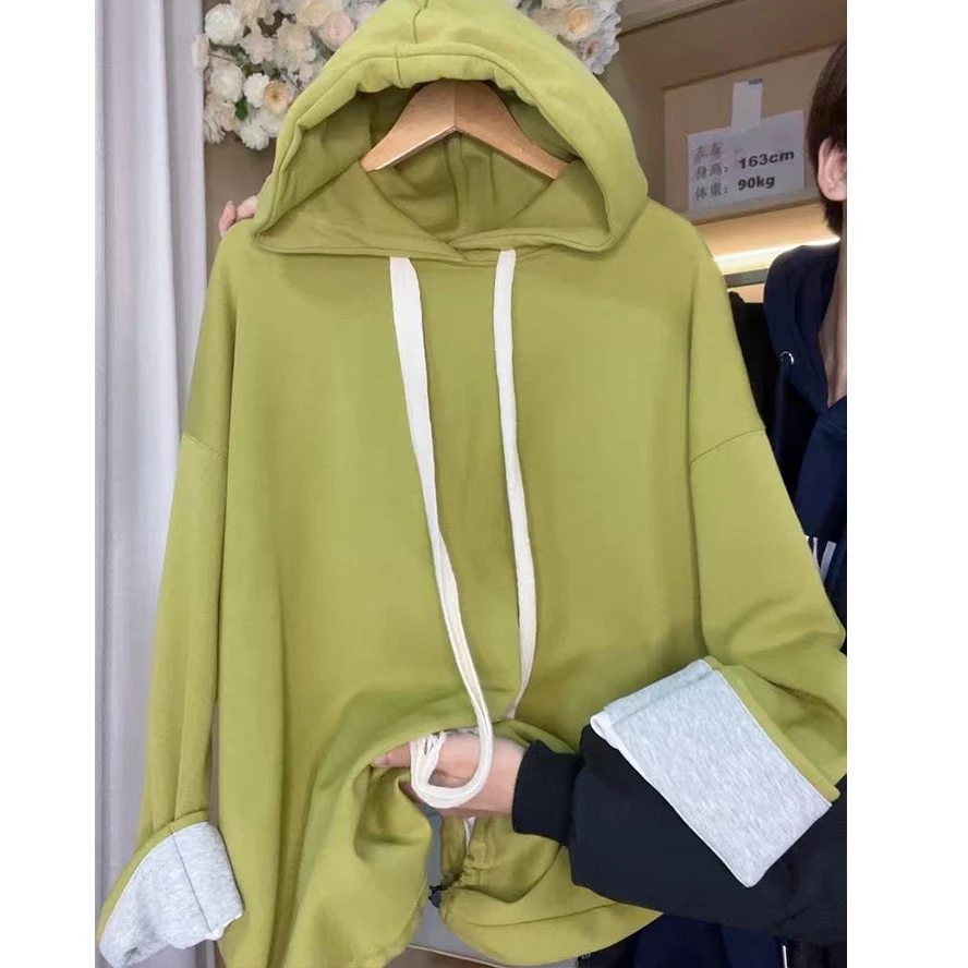 【JL-34】2025季新款百搭宽松慵懒风连帽卫衣女