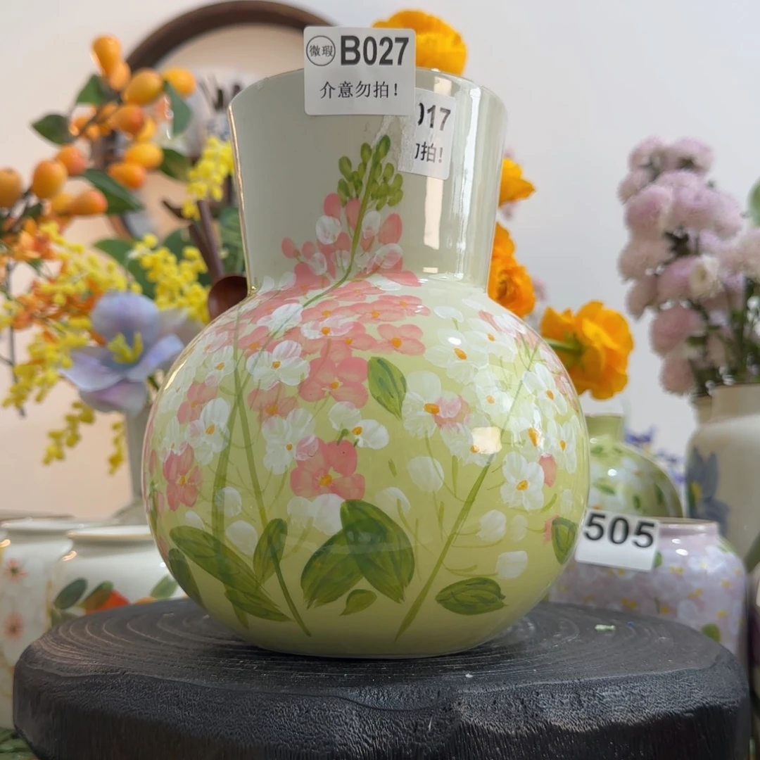 摆件景德镇手作陶瓷花瓶摆件无孔