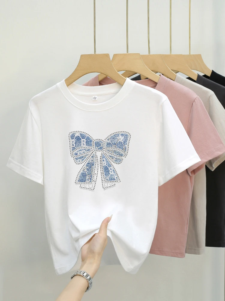 艾格蝴蝶 夏季印花短款显瘦百搭设计感小众设计师t恤