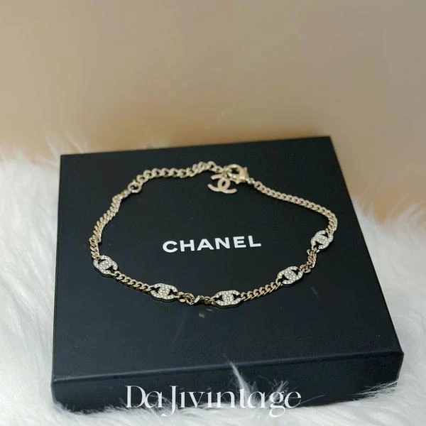 大吉中古/Chanel香奈儿淡金色五花双c项链