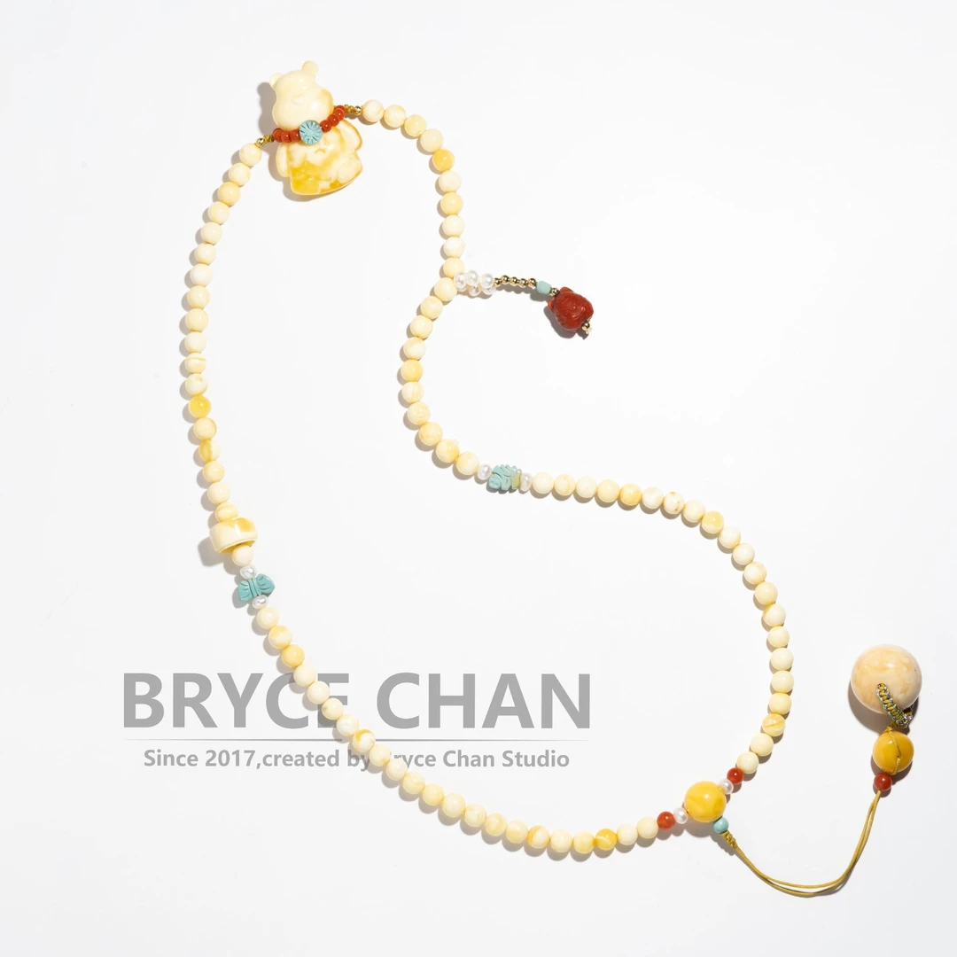【耀今·小熊项链】（链子5.6mm小熊32*22*11mm·19.2g）白蜡女士吊坠