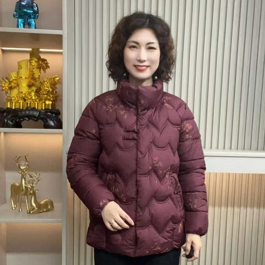 妈妈装流光风流行时尚潮牌女装宽松冬装加绒加厚外套休闲百搭长袖