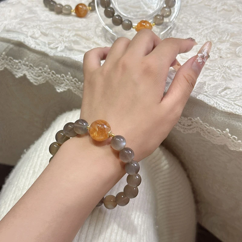 天然灰月光石手串 均微瑕多样性发其一 Y15