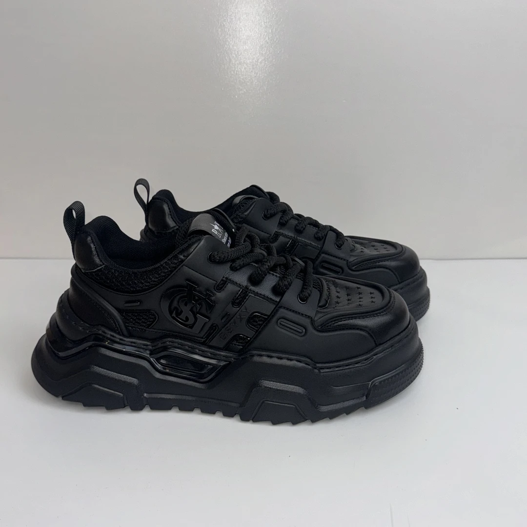 61028-厚底潮牌男鞋头层牛皮透气打孔高品质