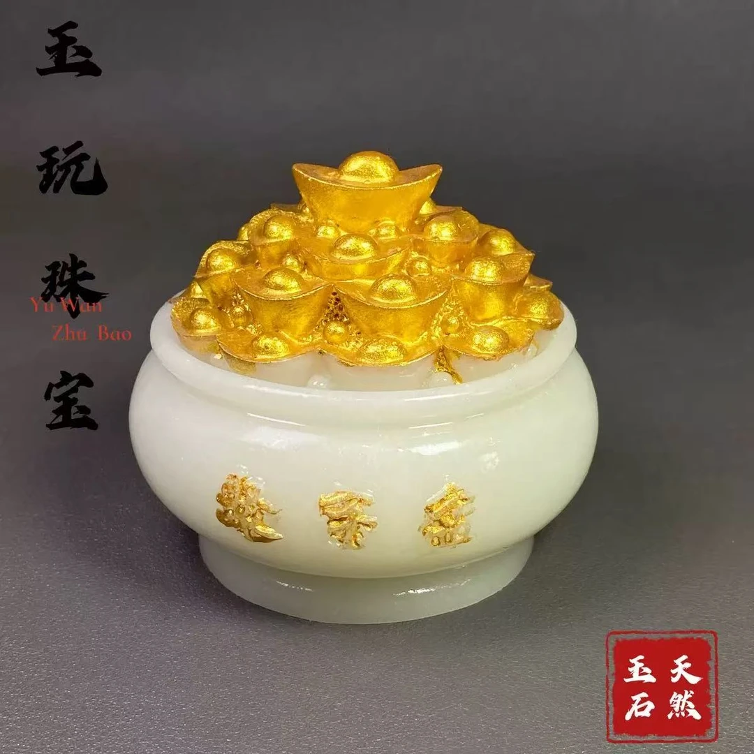 夜光石聚宝盆摆件