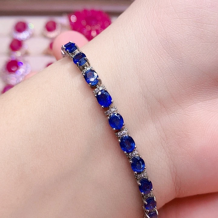 蓝宝石手链14K金镶嵌