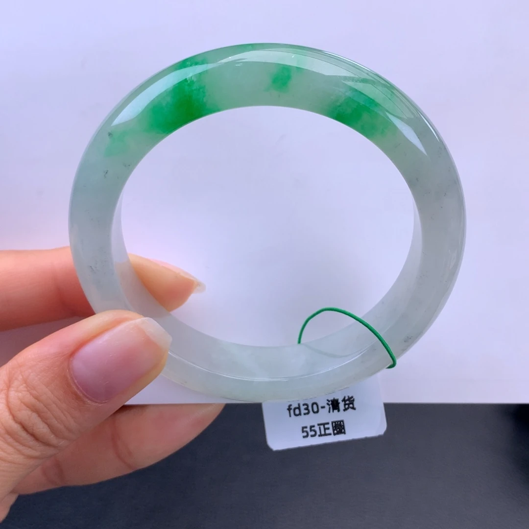翡翠未镶嵌手镯冰飘阳绿手镯（完整强推）