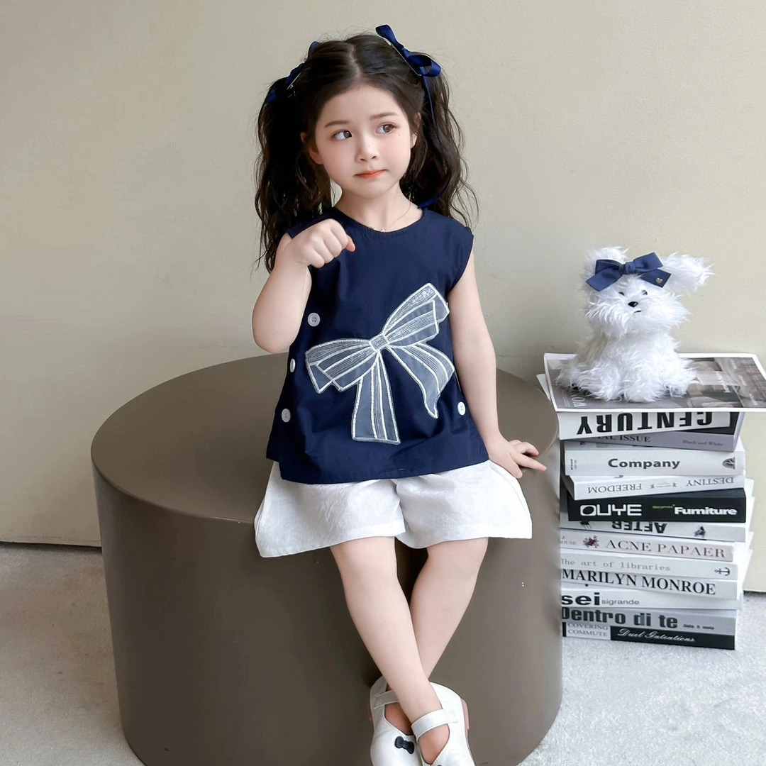 儿童夏季套装2025新款女童夏装无袖短裤两件套洋气女孩炸街衣服潮