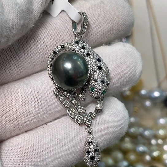 海水珍珠颈饰银S925镶嵌12.7