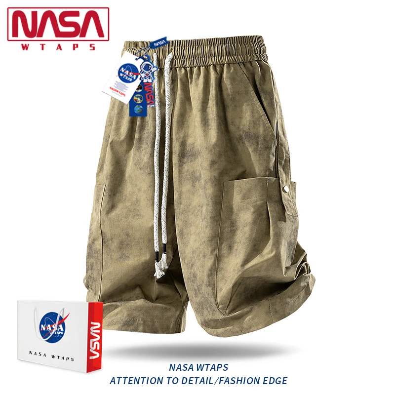 NASA WTAPS美式短裤男款夏季潮牌多口袋工装复古系绳扎染五分裤