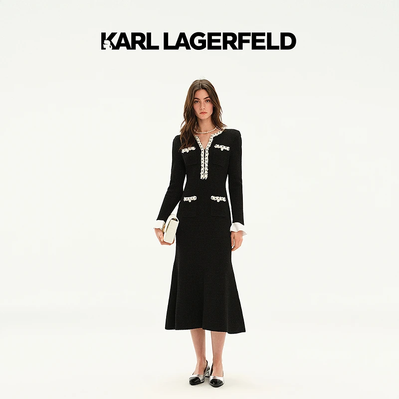 【欧若风】KARL LAGERFELD2025春季新款长连衣裙老佛爷M27E1301