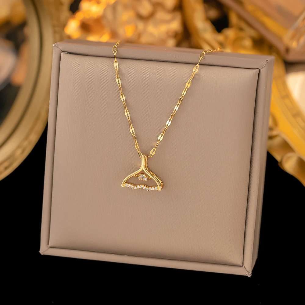 钛钢项链 可爱时尚潮流百搭简约鱼尾女式项链轻奢小众设计高级感