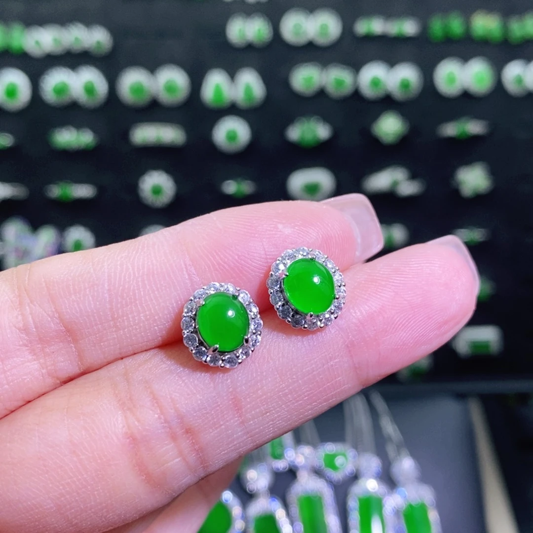 翡翠银S925镶嵌耳饰多样性