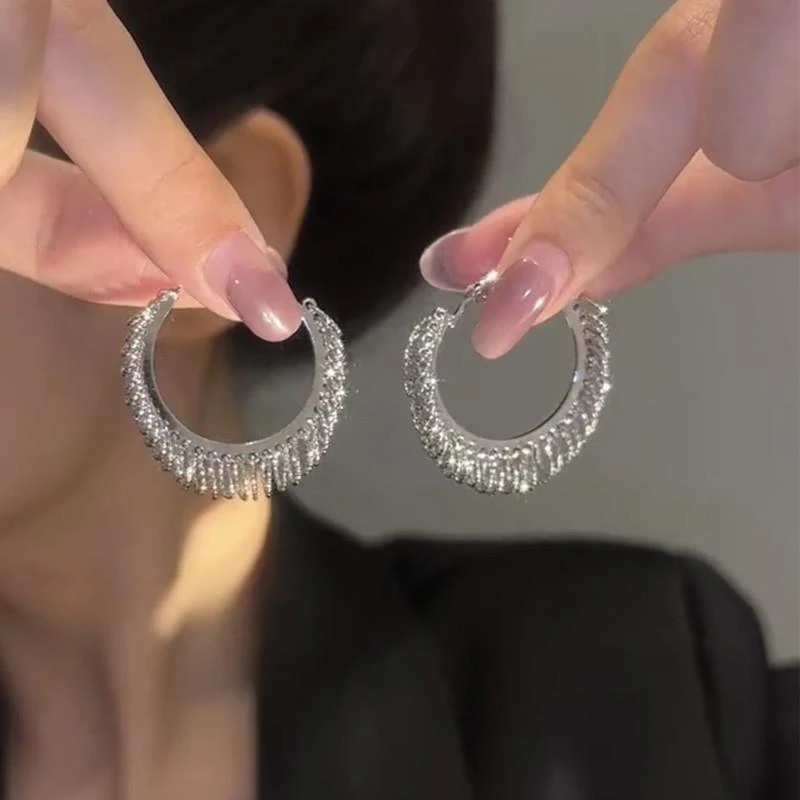 925银耳饰 设计感简约耳环欧美女耳圈百搭银色气质轻奢小众素款