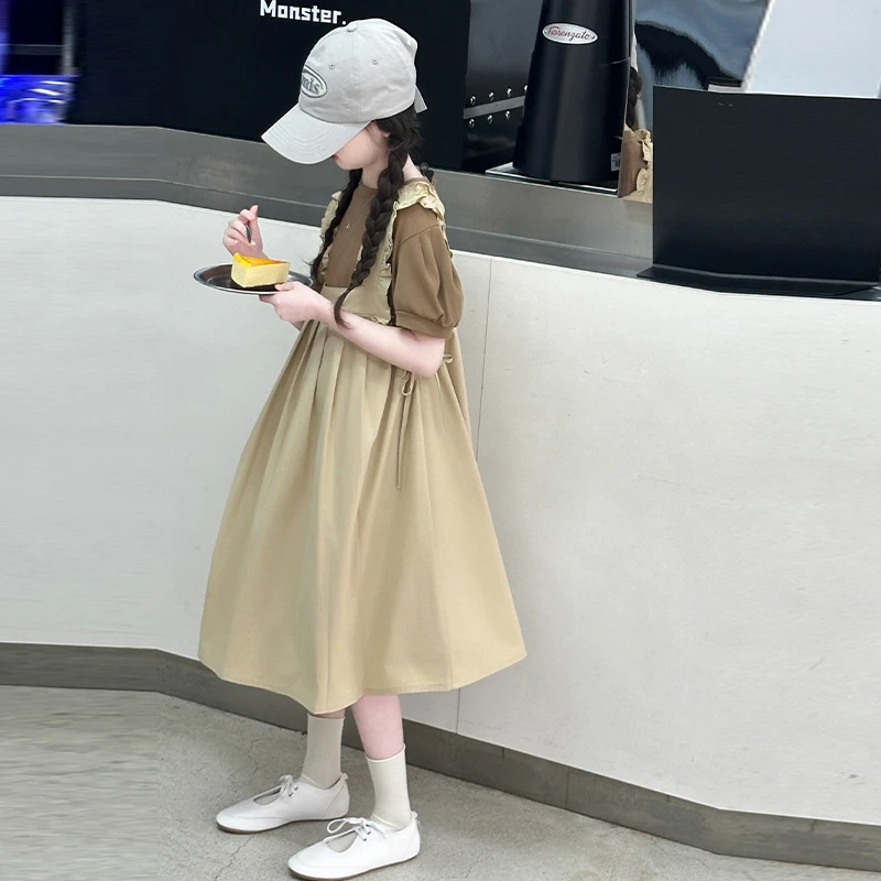 女童连衣裙套装夏季2025新款女孩大童夏装休闲裙子女孩夏天背带裙