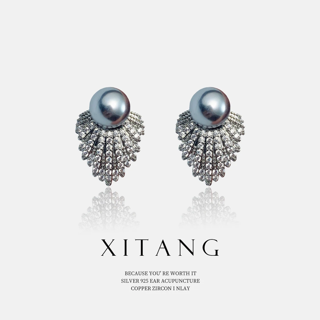 XITANG 925银针【时光沙漏】经典气质耳钉耳环耳坠8136