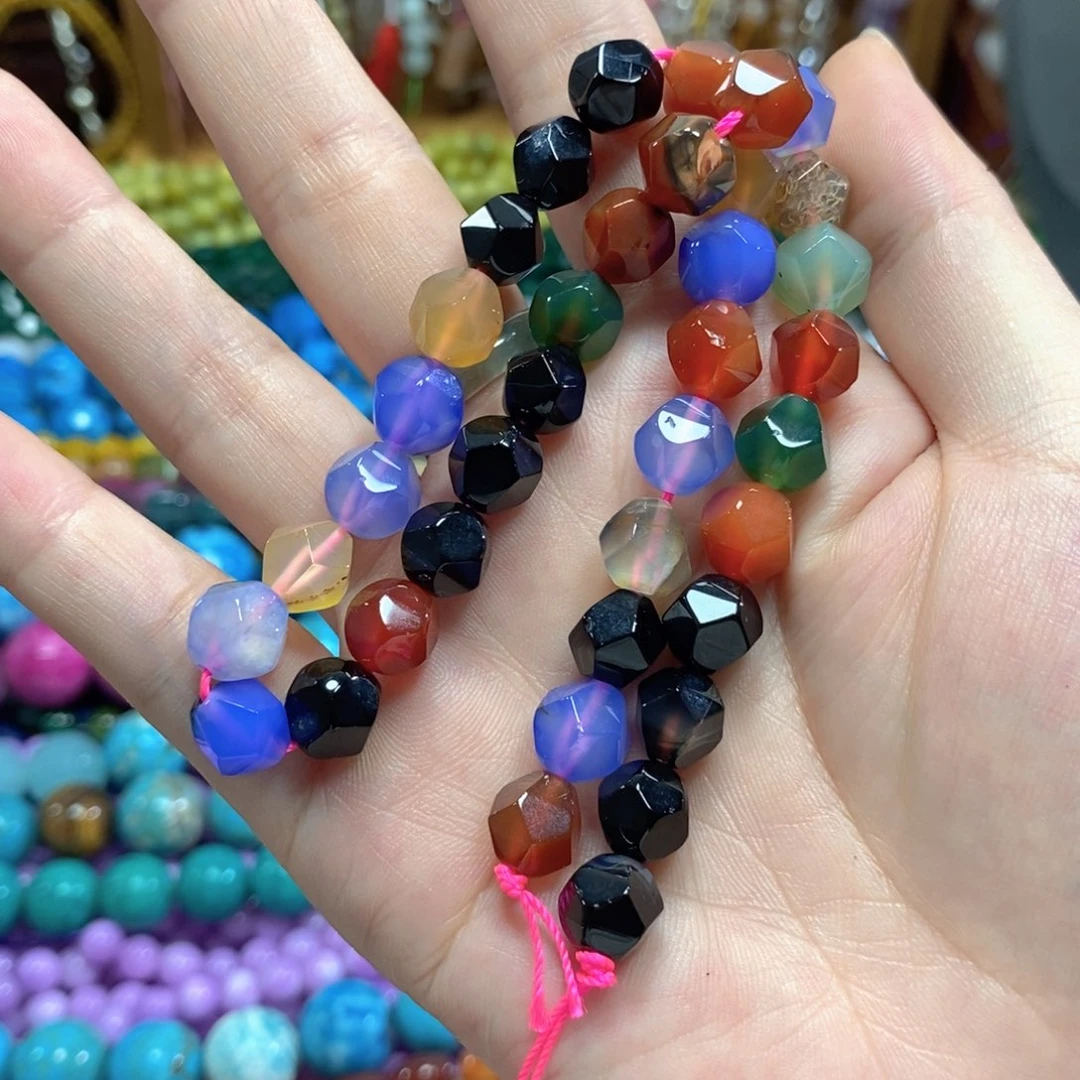 玛瑙/玉髓未镶嵌珠宝半成品多宝玛瑙万切一条卡10mm