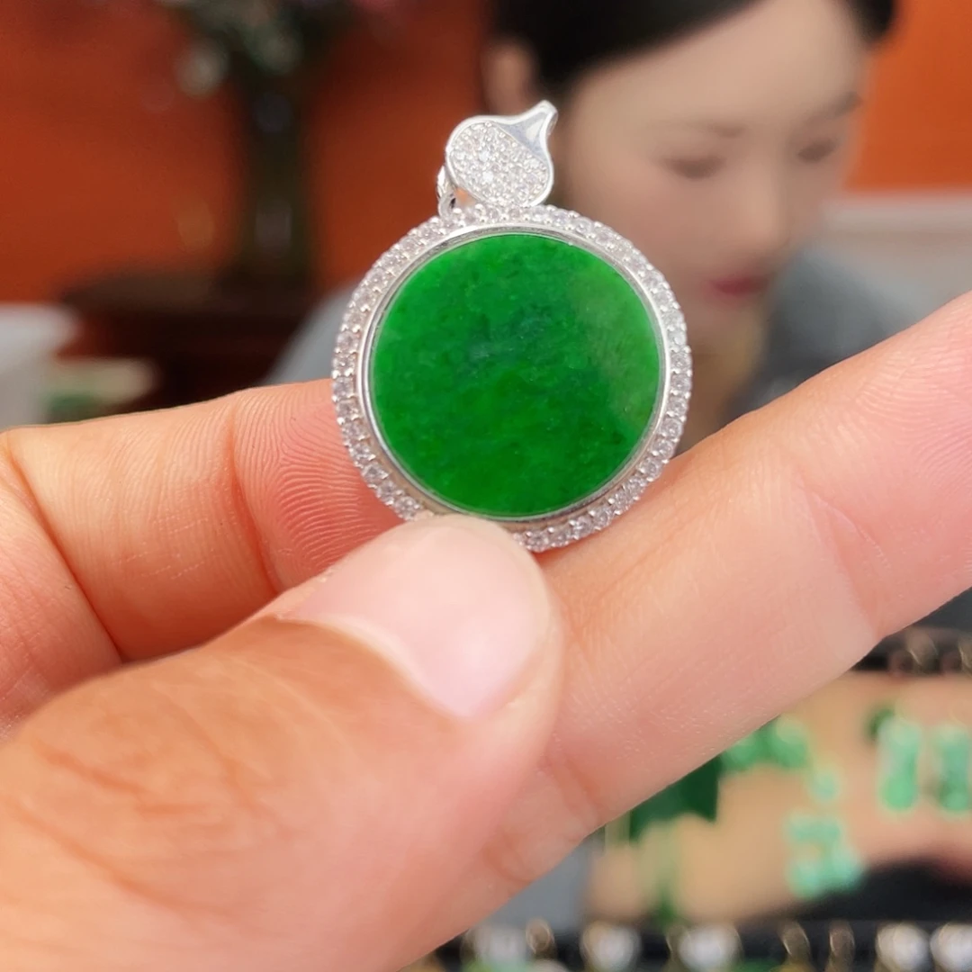 翡翠银S925镶嵌耳饰