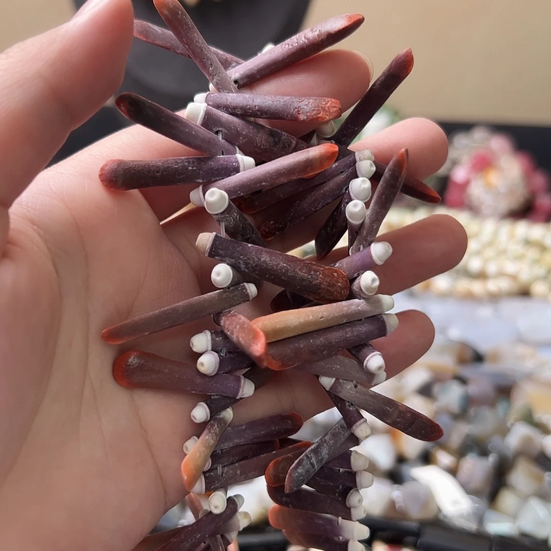 玛瑙/玉髓合金珠宝半成品W254，海胆一条